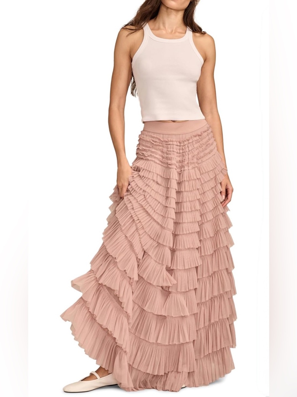 Lucky Brand Women's Tulle Ruffle Maxi Skirt in size M